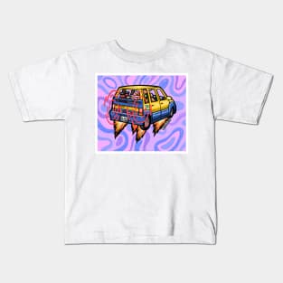 Yellow Zebra Car Kids T-Shirt